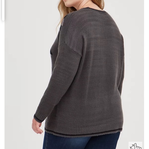 Torrid CREW NECK SWEATER - STARS GREY 2X - Picture 3 of 7